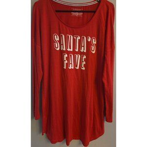 Victorias Secret Womens Sleep Shirt Large  Red Long Sleeve Santas Fave Nightgown